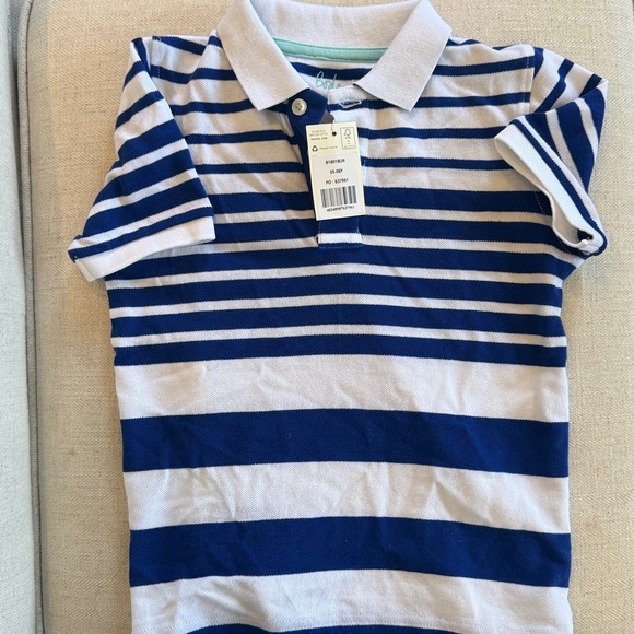 Boden Kids Polo Shirt - Navy and White Stripes - Picture 3 of 3